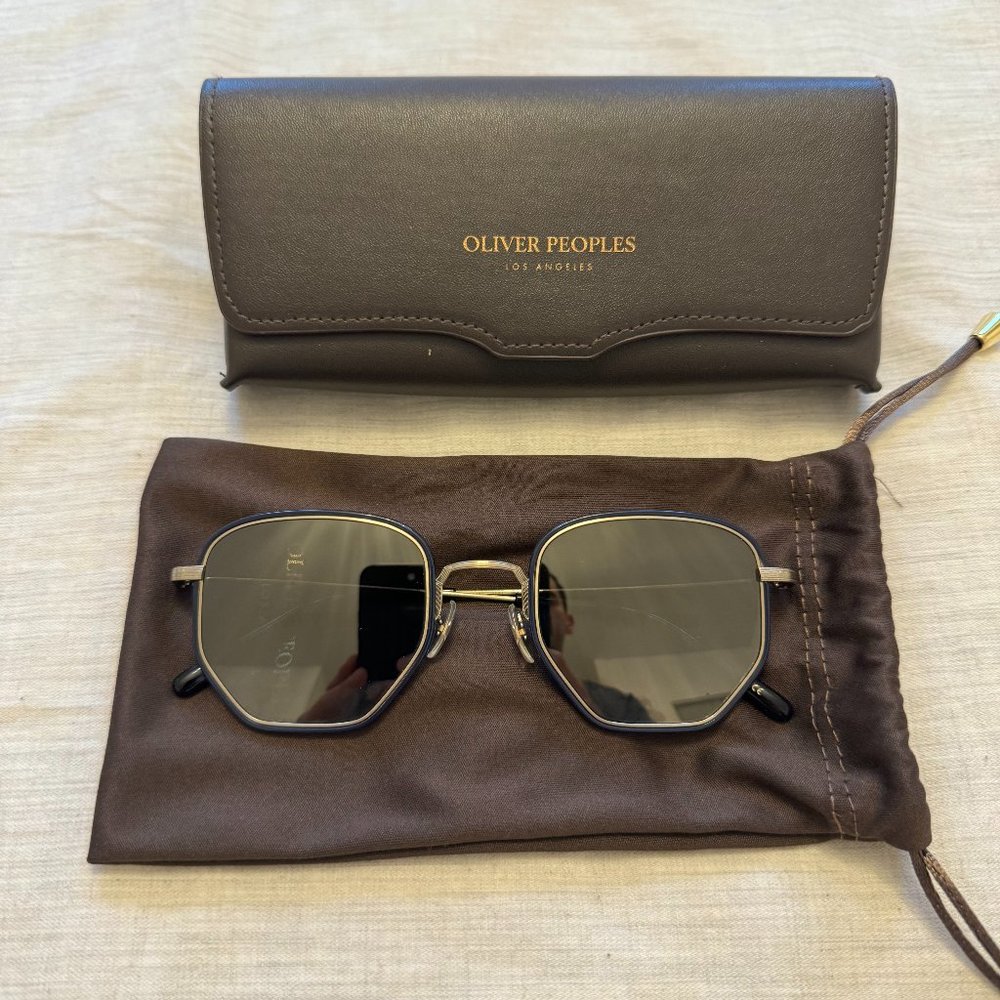 Oliver Peoples Alland Blue Gold/Gold Lens Mirror Sunglasses Unisex